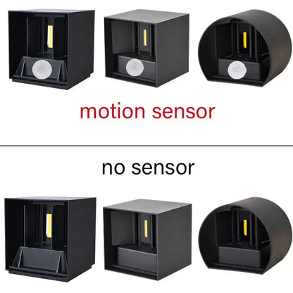 Modern black & gold motion sensor wall lamp outdoor sconce