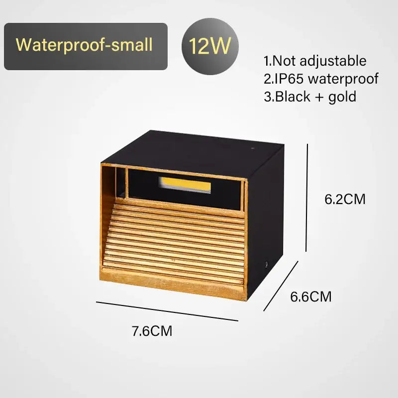 Modern black & gold motion sensor wall lamp outdoor sconce