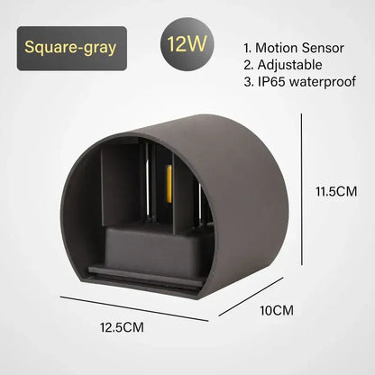 Modern black & gold motion sensor wall lamp outdoor sconce