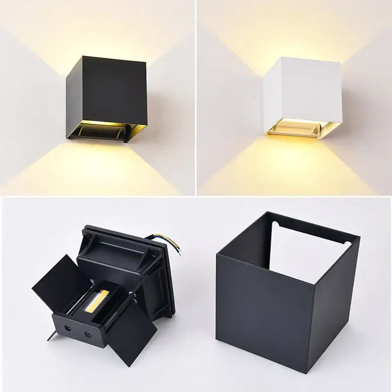 Modern black & gold motion sensor wall lamp outdoor sconce