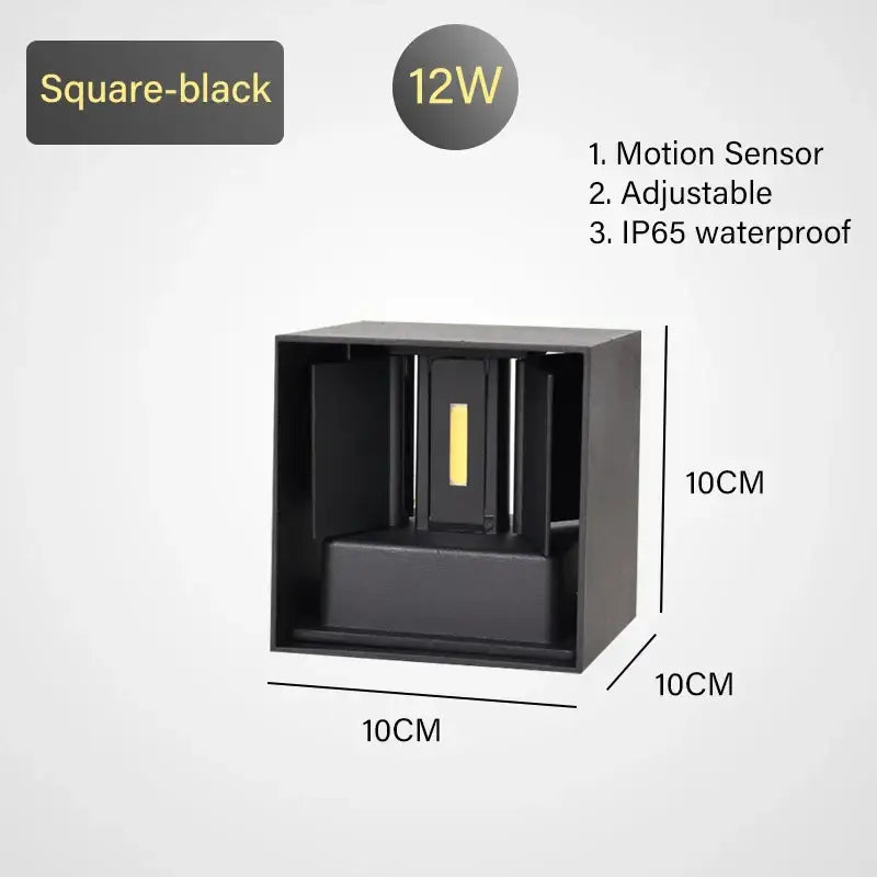 Modern black & gold motion sensor wall lamp outdoor sconce