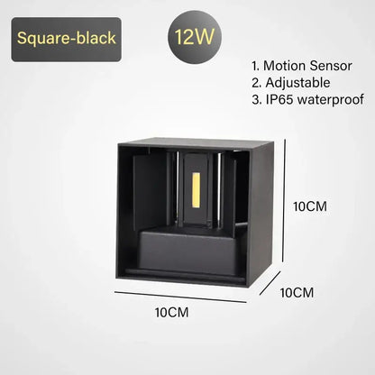 Modern black & gold motion sensor wall lamp outdoor sconce