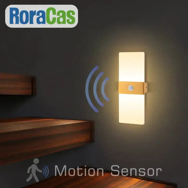 Modern gold led motion sensor wall light for hallway stairway bedroom