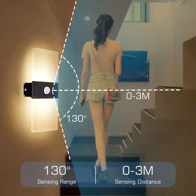Modern gold led motion sensor wall light for hallway stairway bedroom