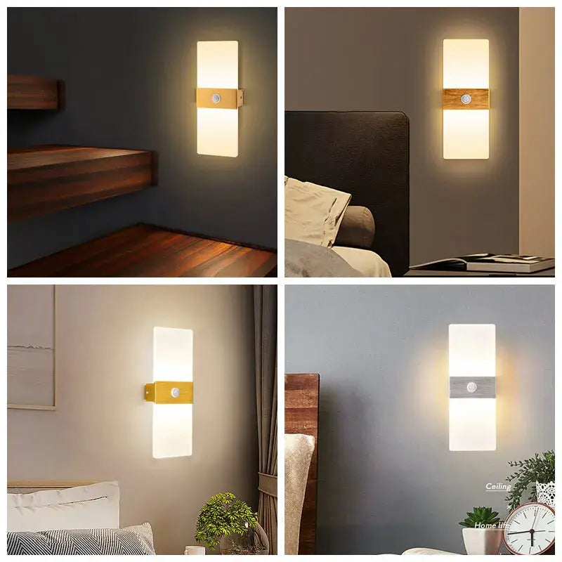 Modern gold led motion sensor wall light for hallway stairway bedroom