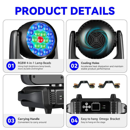 Black led moving head wash light – living room stage lighting