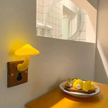 Yellow mushroom night light – bedroom sensor wall lamp