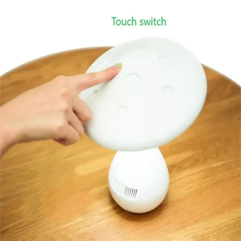 Polka dot gray & white led mushroom table lamp bedroom night light