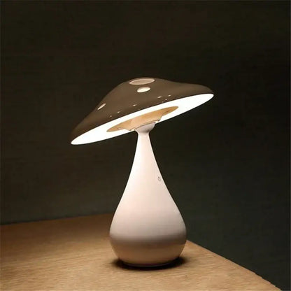 Polka dot gray & white led mushroom table lamp bedroom night light