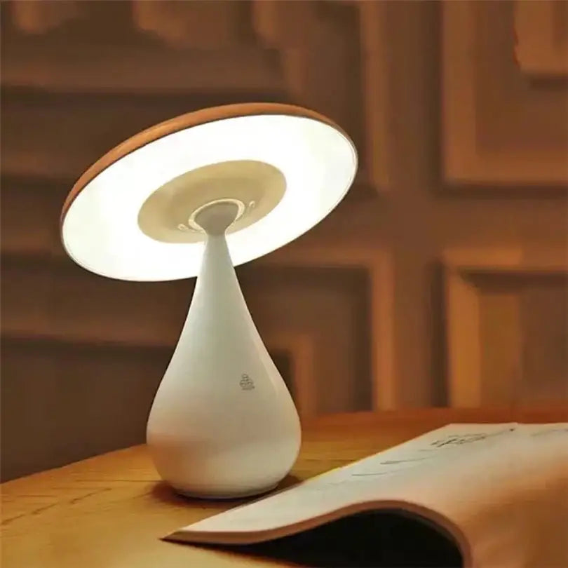 Polka dot gray & white led mushroom table lamp bedroom night light