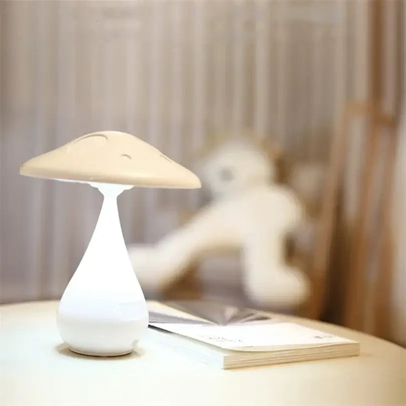 Polka dot gray & white led mushroom table lamp bedroom night light
