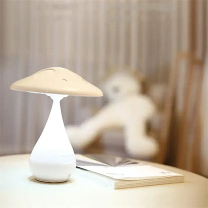Polka dot gray & white led mushroom table lamp bedroom night light