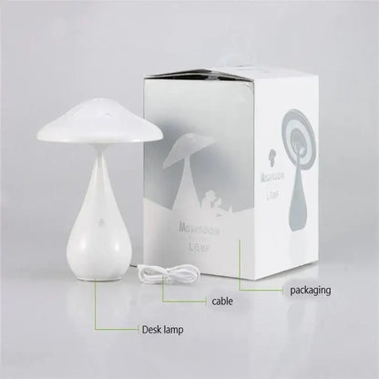 Polka dot gray & white led mushroom table lamp bedroom night light