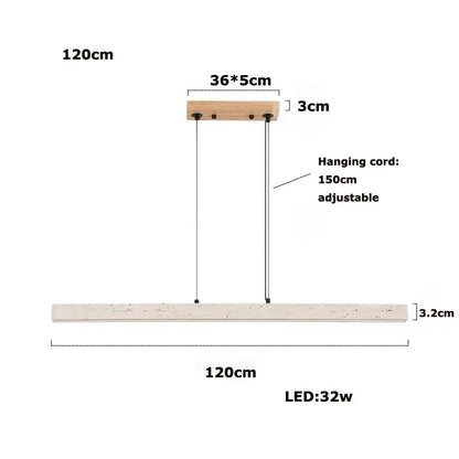 Minimalist wood led natural stone round linear chandelier dining room