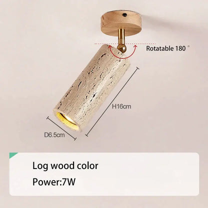 Rustic beige led natural stone spotlights walnut living room light