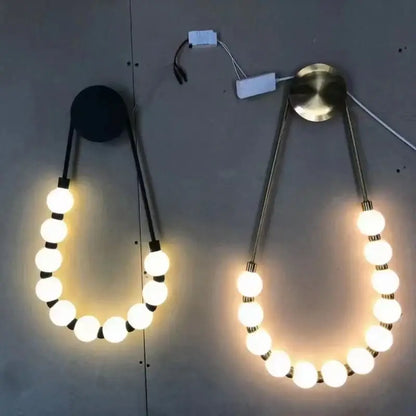 Art deco gold & black led necklace wall lights bedroom sconce