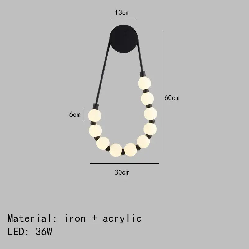 Art deco gold & black led necklace wall lights bedroom sconce