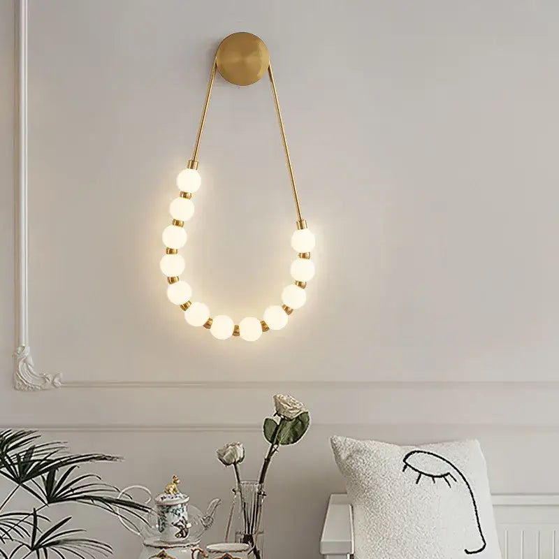 Art deco gold & black led necklace wall lights bedroom sconce