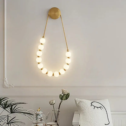 Art deco gold & black led necklace wall lights bedroom sconce