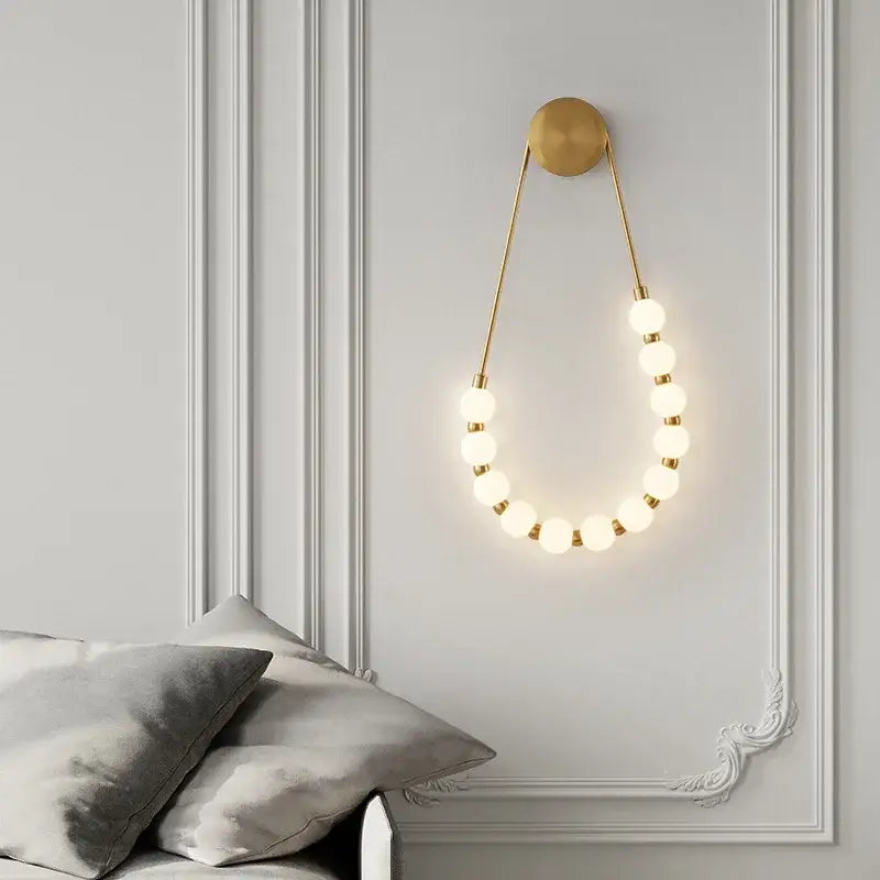 Art deco gold & black led necklace wall lights bedroom sconce
