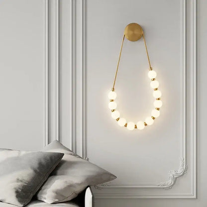 Art deco gold & black led necklace wall lights bedroom sconce