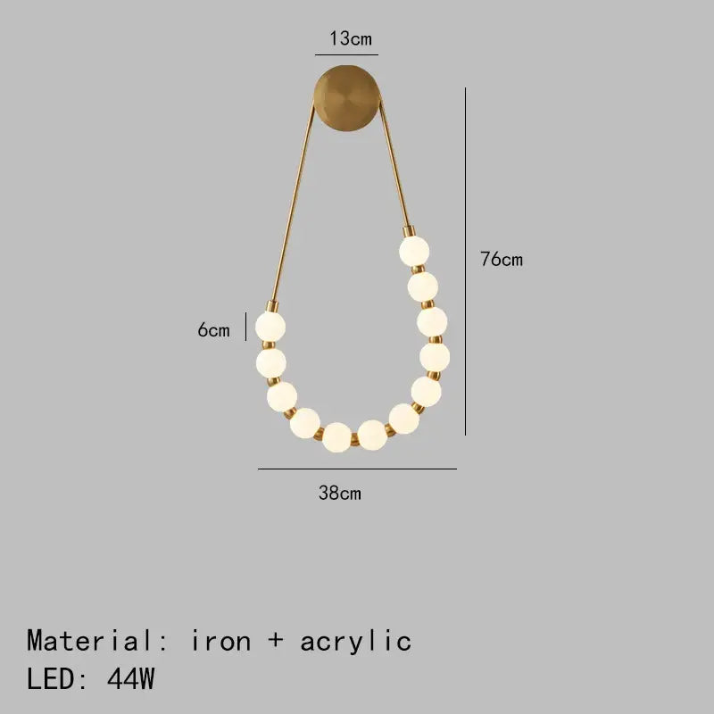 Art deco gold & black led necklace wall lights bedroom sconce