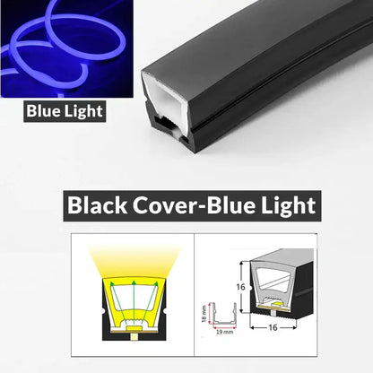 Sleek black & gold neon rope lights outdoor waterproof garden decor