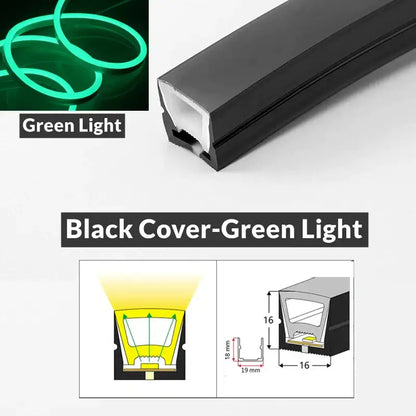 Sleek black & gold neon rope lights outdoor waterproof garden decor