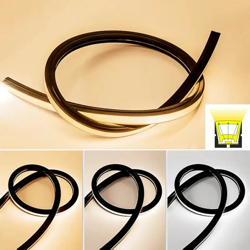 Sleek black & gold neon rope lights outdoor waterproof garden decor