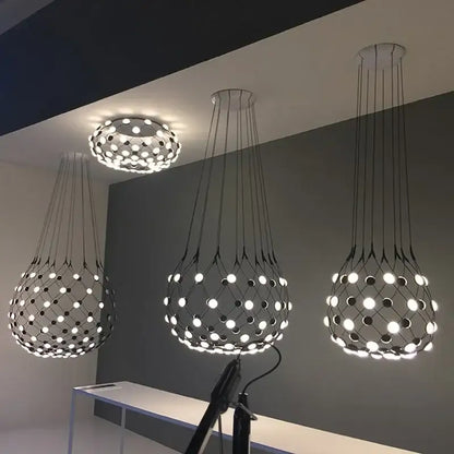 Minimalist black led net pocket pendant light for living room