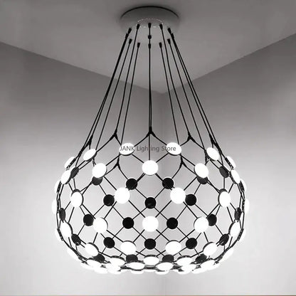 Minimalist black led net pocket pendant light for living room