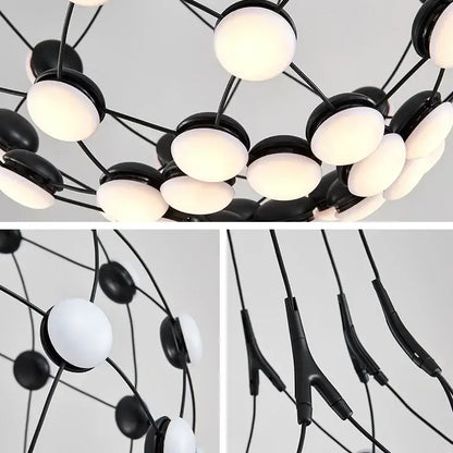 Minimalist black led net pocket pendant light for living room