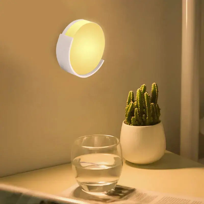 Modern circular white led night light bedroom wall lamp