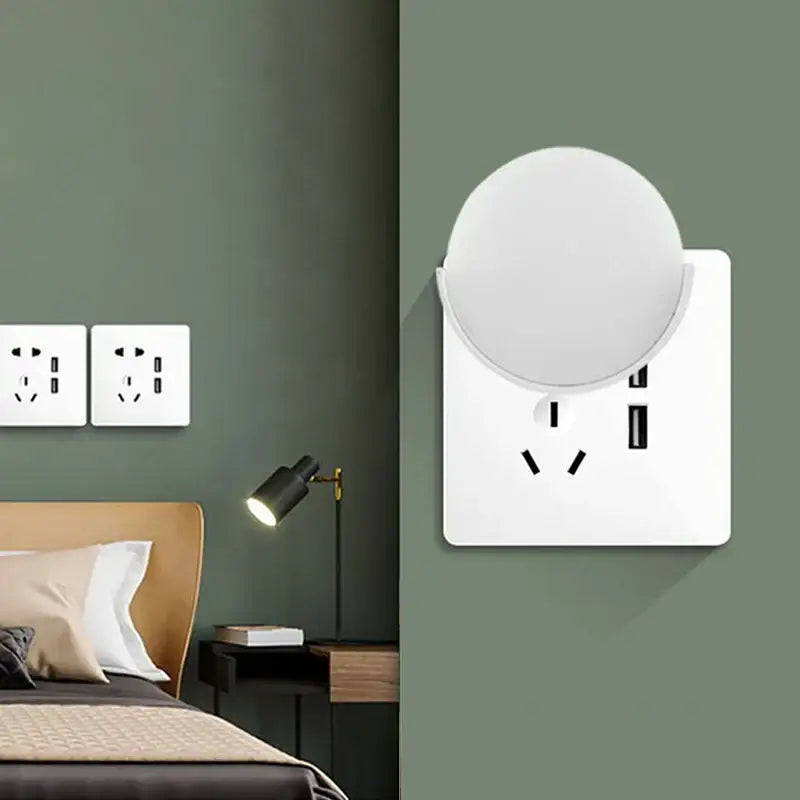 Modern circular white led night light bedroom wall lamp