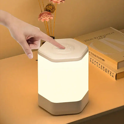 Minimalist hexagonal white led night light bedroom touch lamp