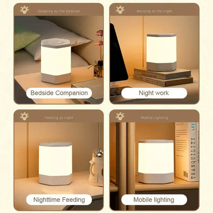 Minimalist hexagonal white led night light bedroom touch lamp