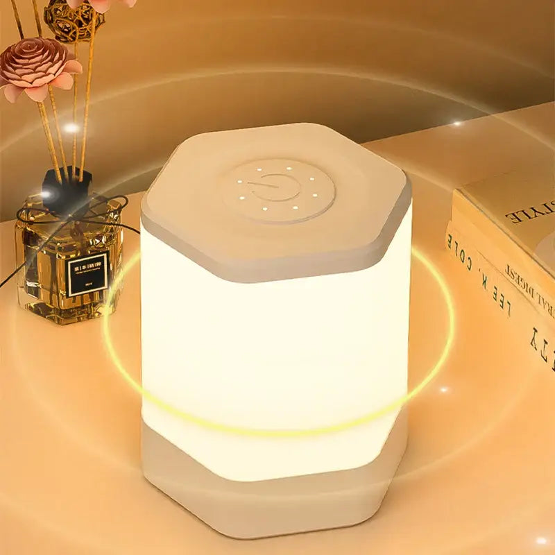 Minimalist hexagonal white led night light bedroom touch lamp