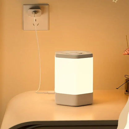 Minimalist hexagonal white led night light bedroom touch lamp