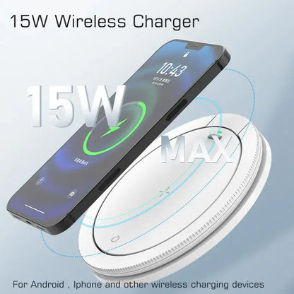 Minimalist white led night light with wireless charger bedroom stand
