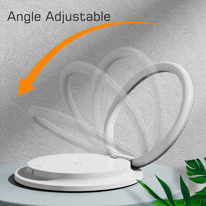 Minimalist white led night light with wireless charger bedroom stand
