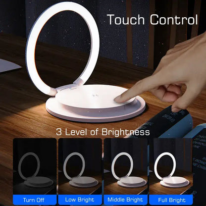 Minimalist white led night light with wireless charger bedroom stand
