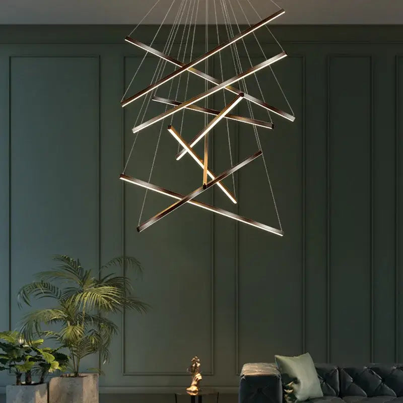 Modern geometric metallic led nordic chandelier dining room light