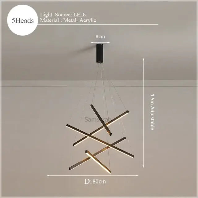 Modern geometric metallic led nordic chandelier dining room light