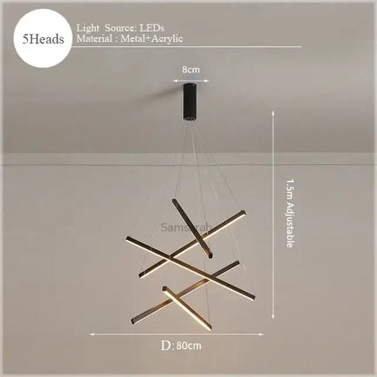 Modern geometric metallic led nordic chandelier dining room light
