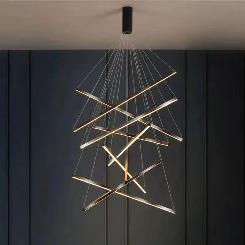 Modern geometric metallic led nordic chandelier dining room light