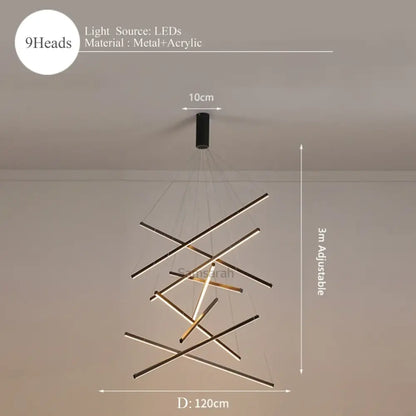 Modern geometric metallic led nordic chandelier dining room light