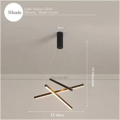 Modern geometric metallic led nordic chandelier dining room light