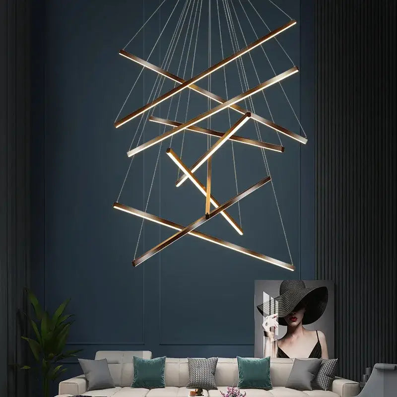 Modern geometric metallic led nordic chandelier dining room light