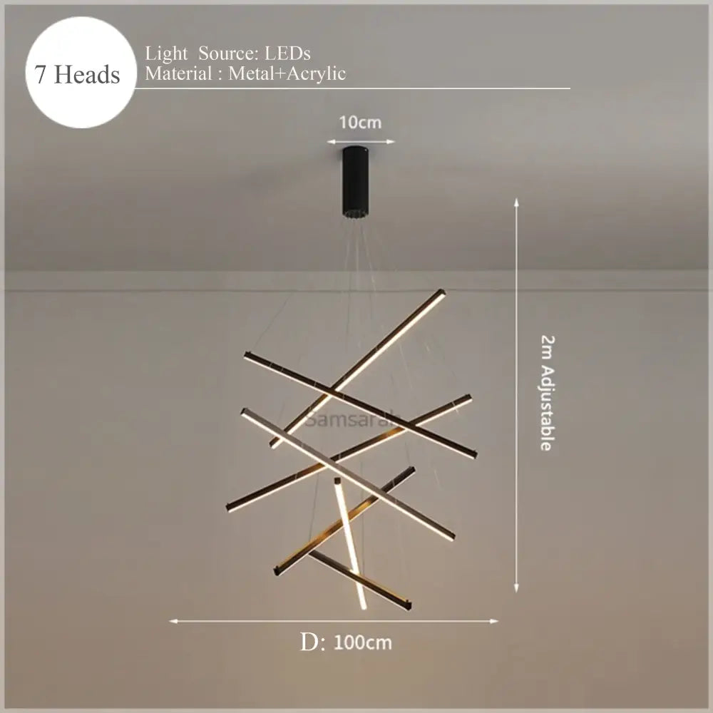 Modern geometric metallic led nordic chandelier dining room light