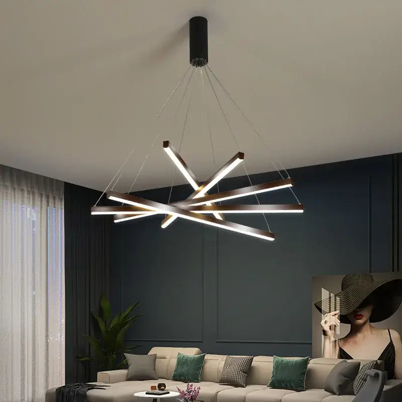 Modern geometric metallic led nordic chandelier dining room light